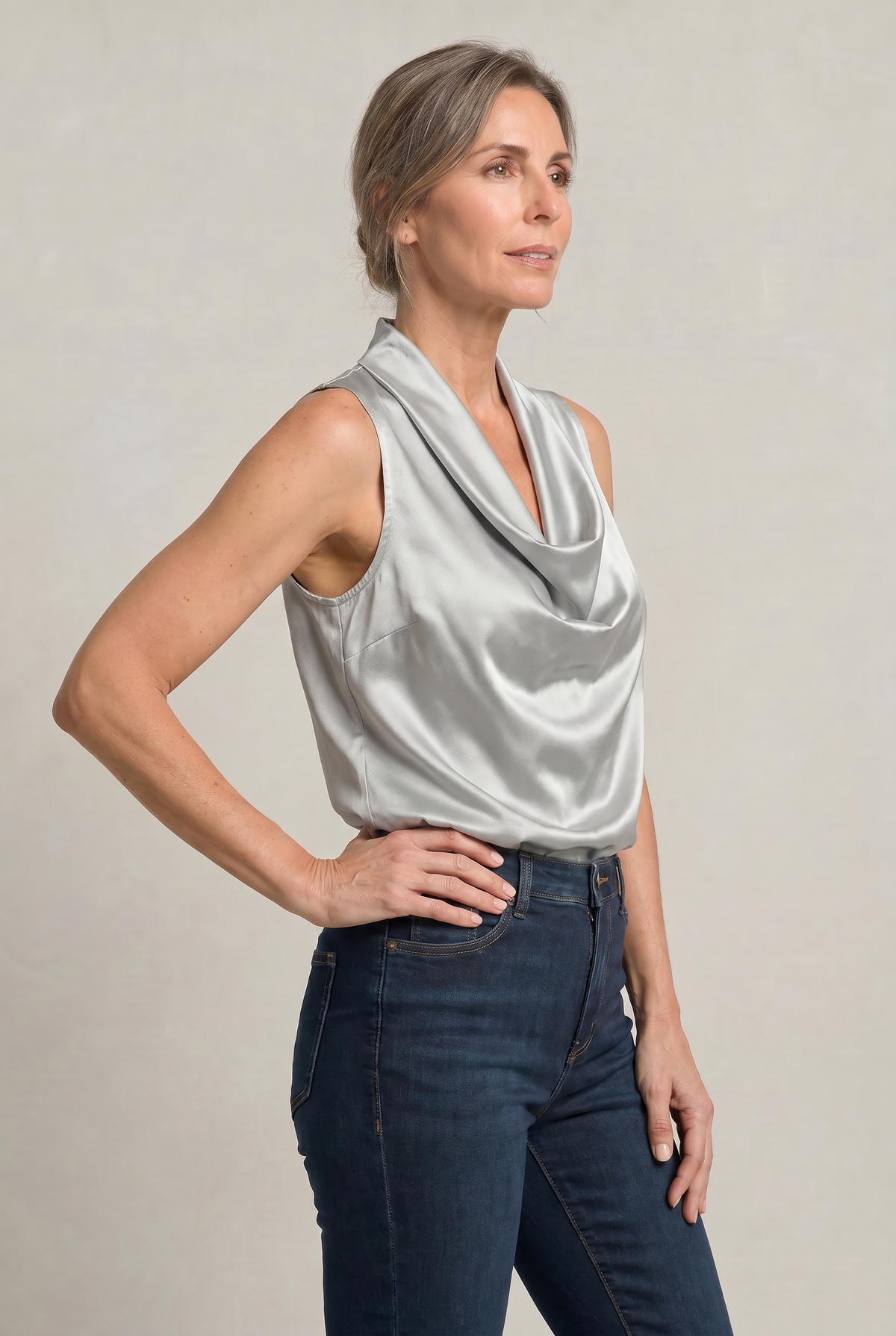Draped Cowl Neck Sleeveless Women's Cami Top