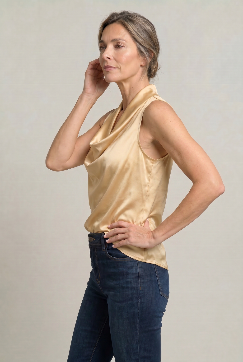 Draped Cowl Neck Sleeveless Women's Cami Top