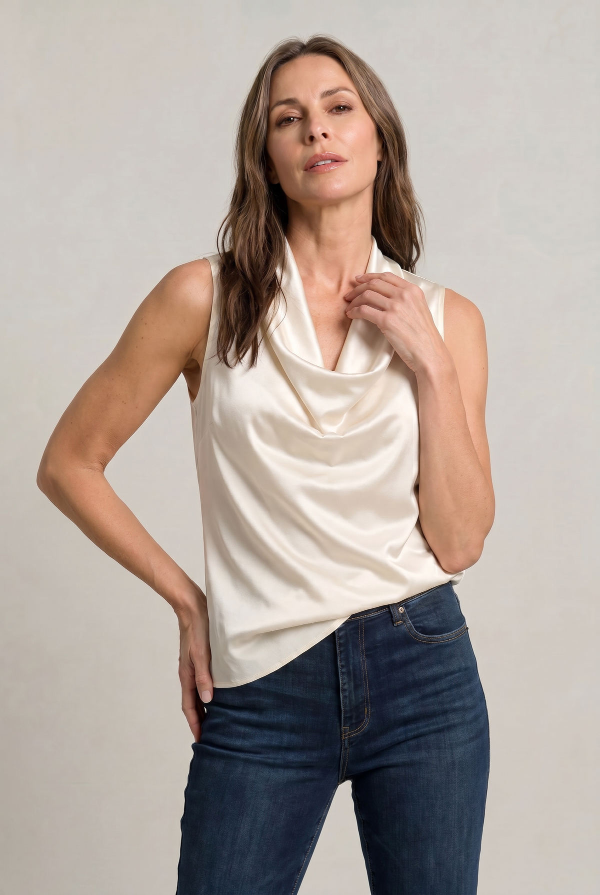 Draped Cowl Neck Sleeveless Women's Cami Top