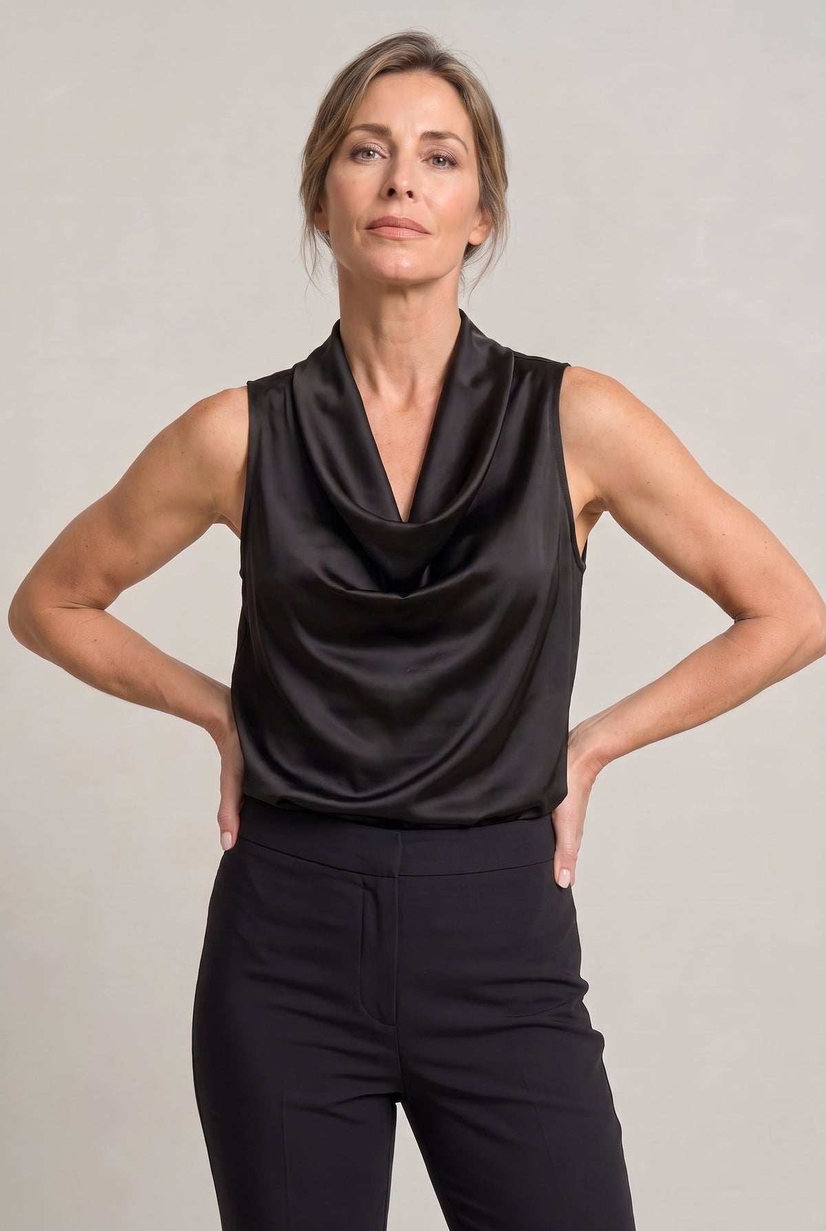Draped Cowl Neck Sleeveless Women's Cami Top