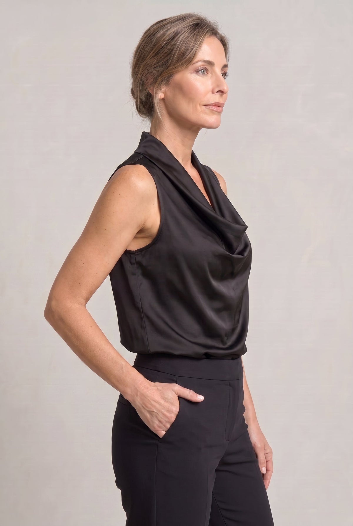 Draped Cowl Neck Sleeveless Women's Cami Top