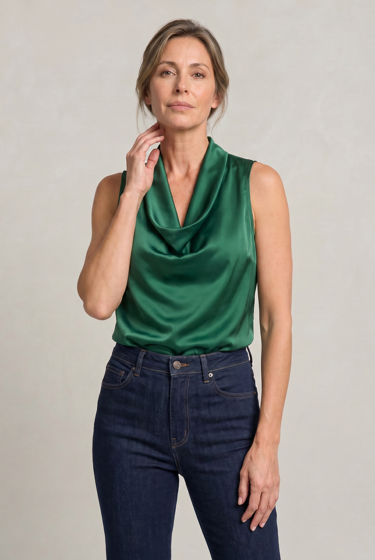 Draped Cowl Neck Sleeveless Women's Cami Top