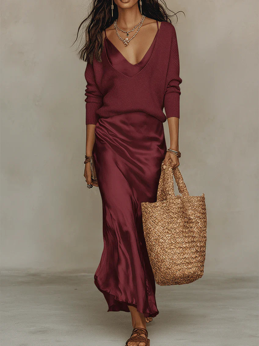 Aria Satin Women's Midi Set