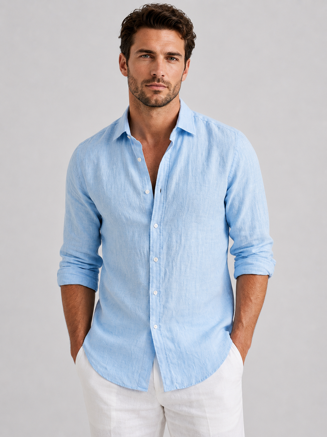 Oliver & Blake Linen Look Relaxed Fit Men's Shirt