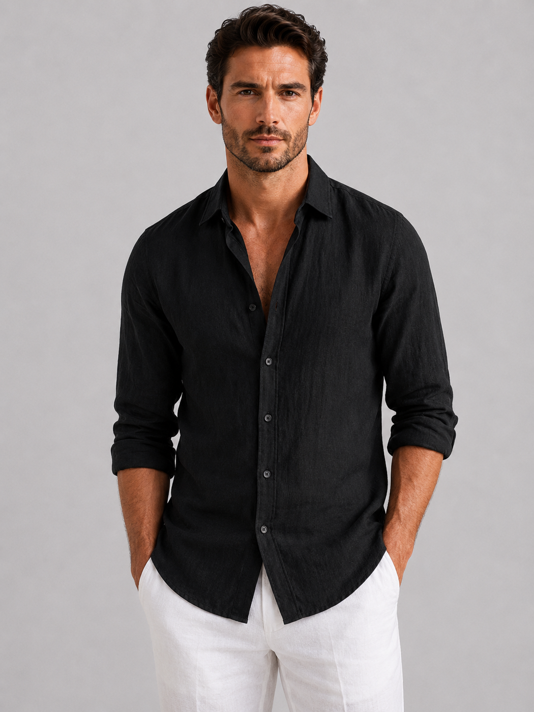 Oliver & Blake Linen Look Relaxed Fit Men's Shirt