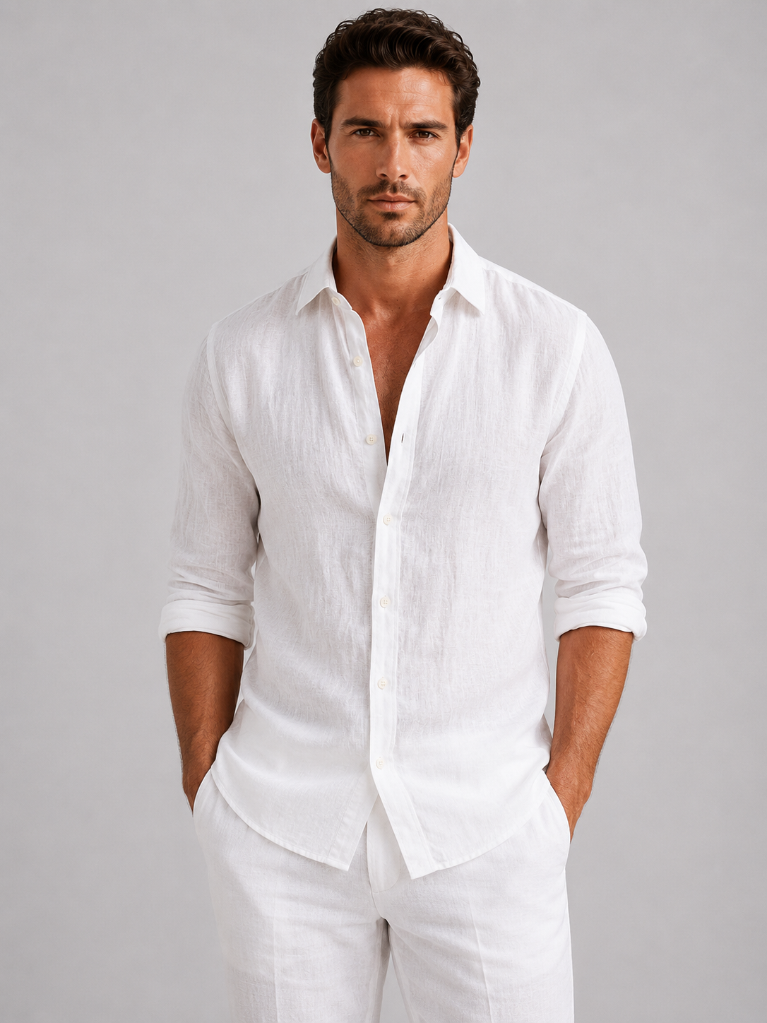 Oliver & Blake Linen Look Relaxed Fit Men's Shirt