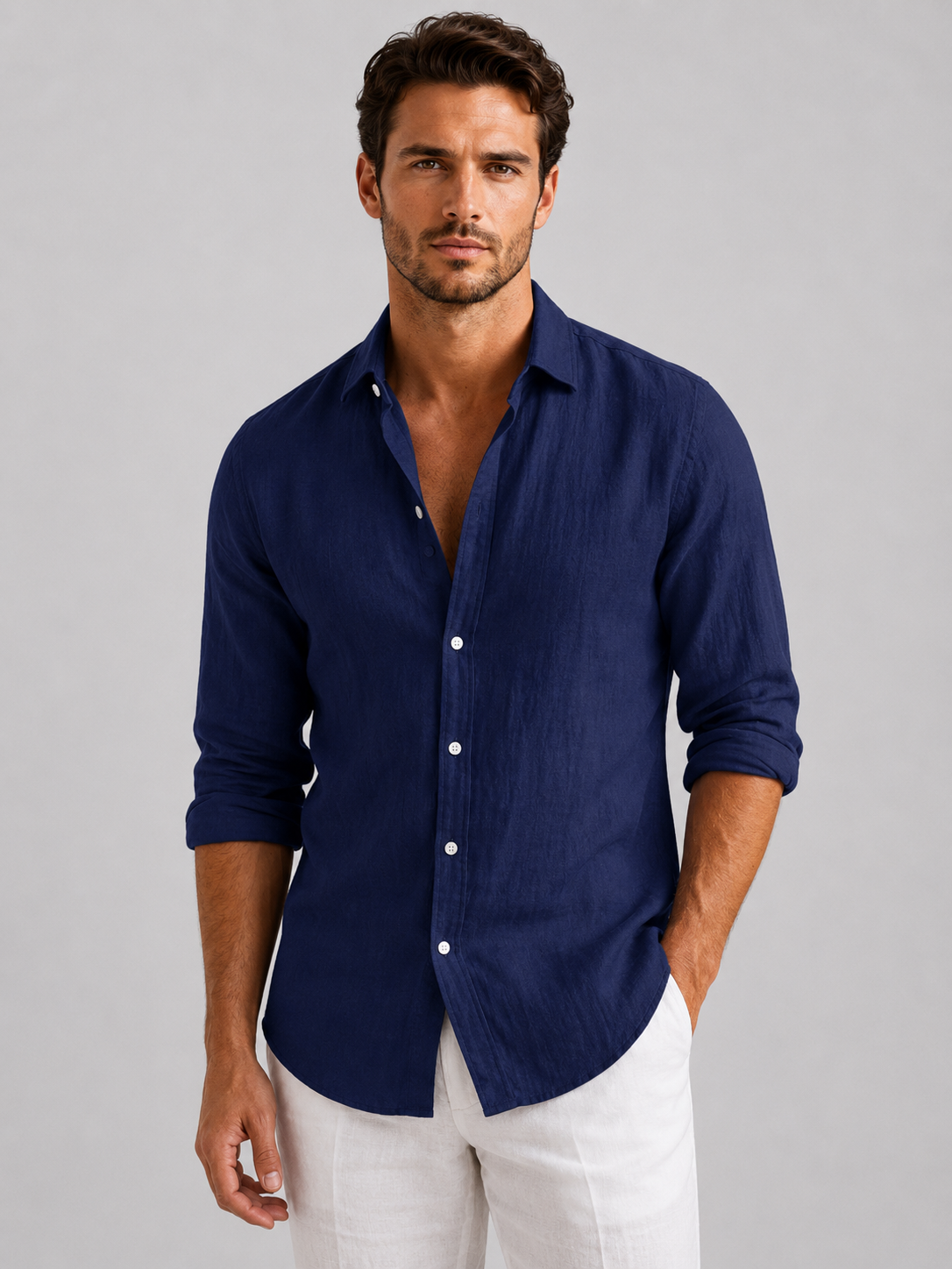 Oliver & Blake Linen Look Relaxed Fit Men's Shirt