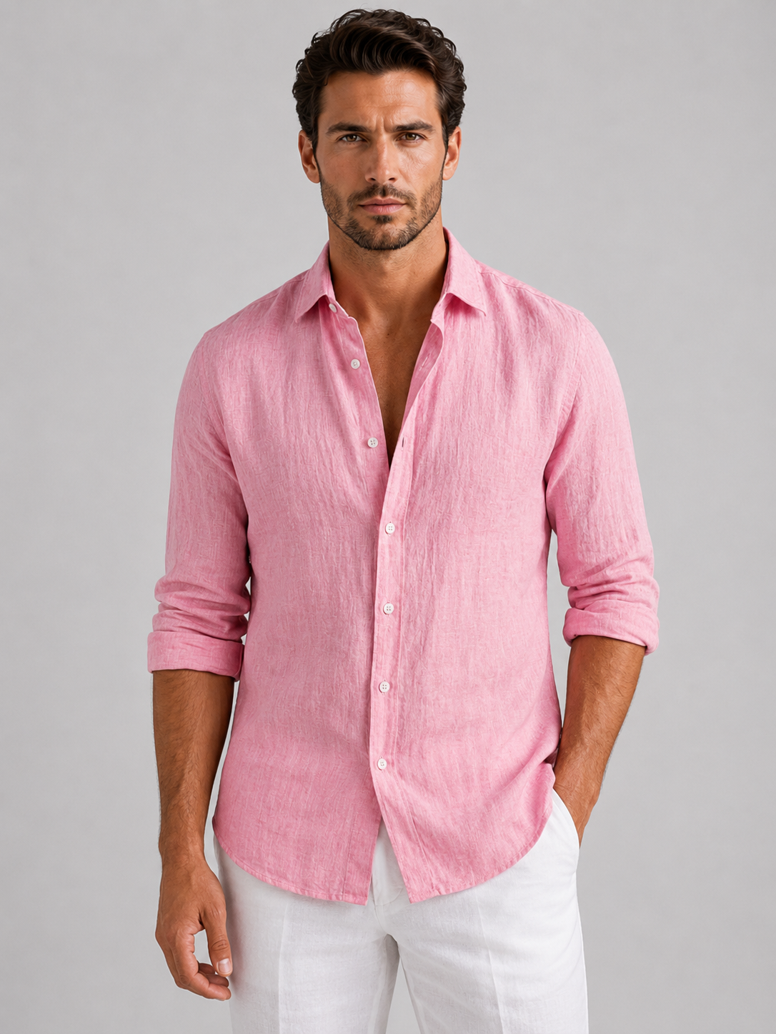 Oliver & Blake Linen Look Relaxed Fit Men's Shirt