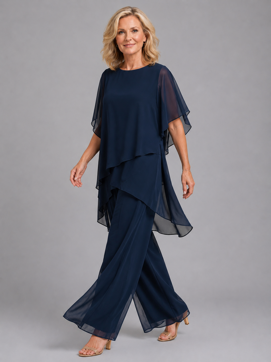 Flowing Wide-Leg Chiffon Women's Two-Piece Set