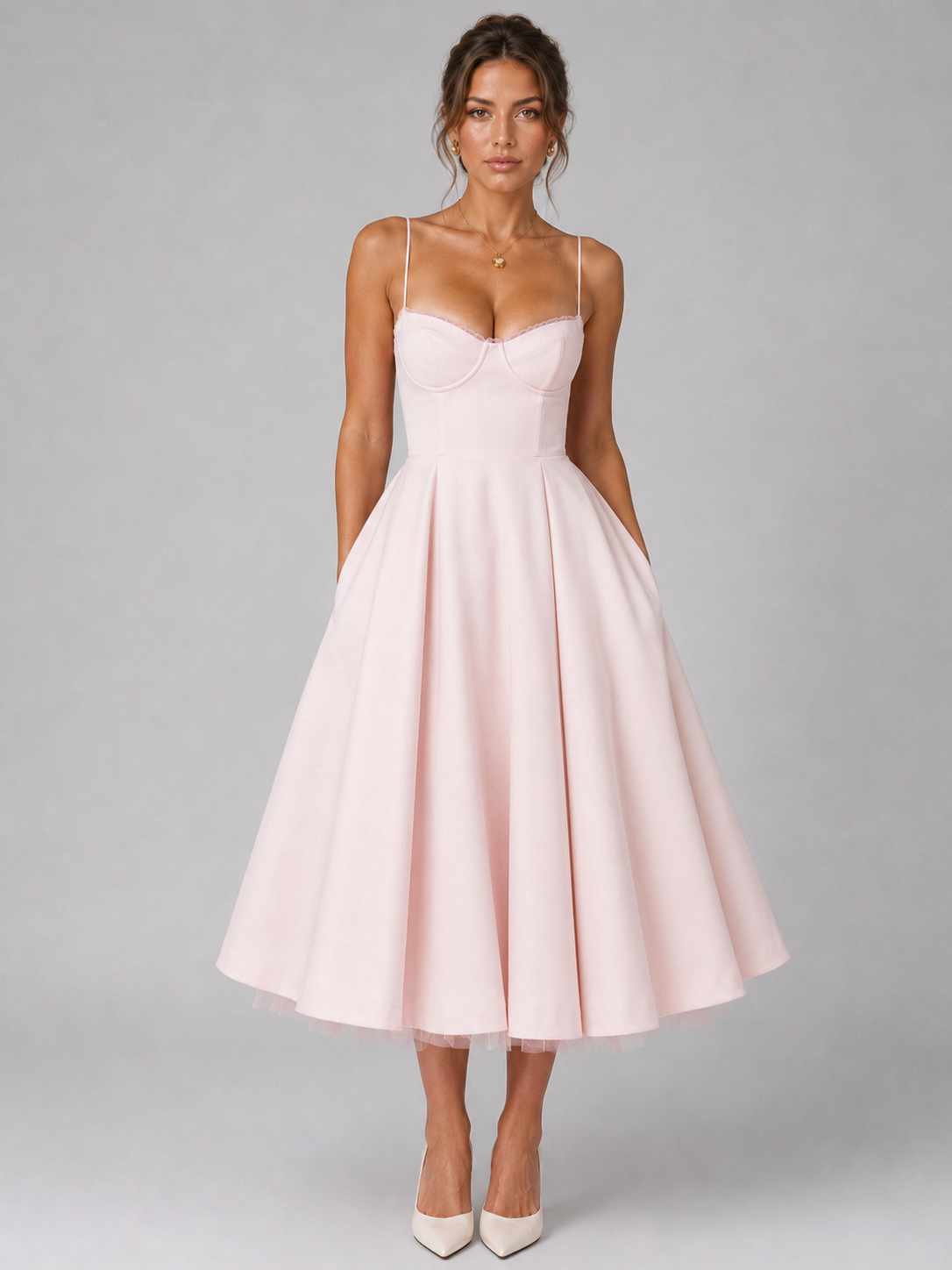 Corset Full Skirt Women's Midi Dress