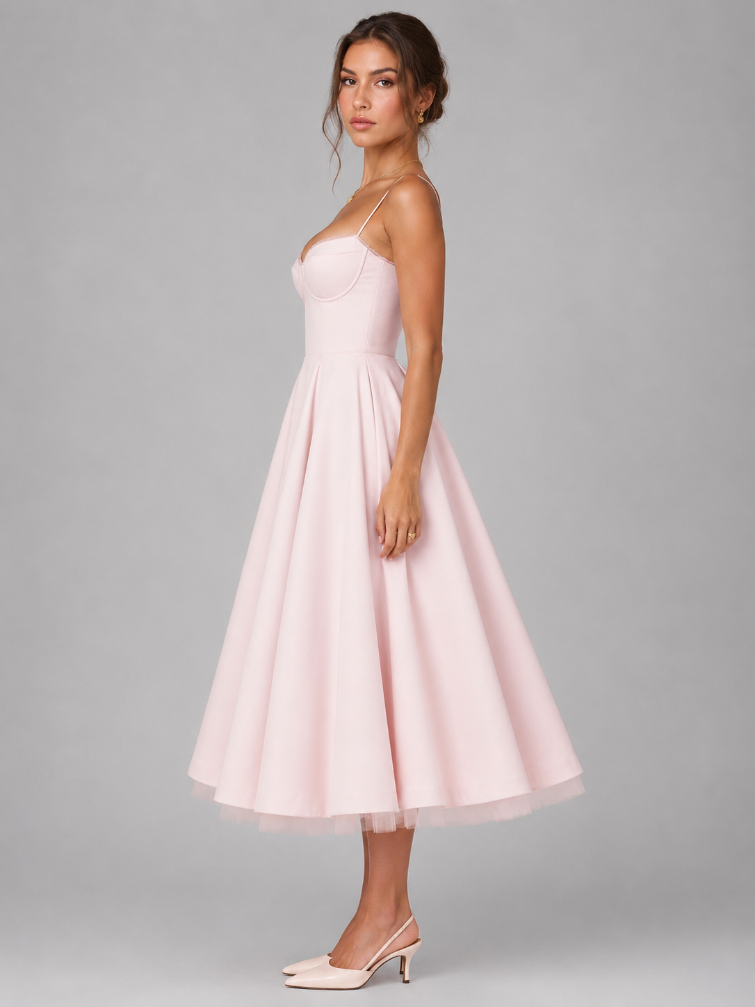 Corset Full Skirt Women's Midi Dress