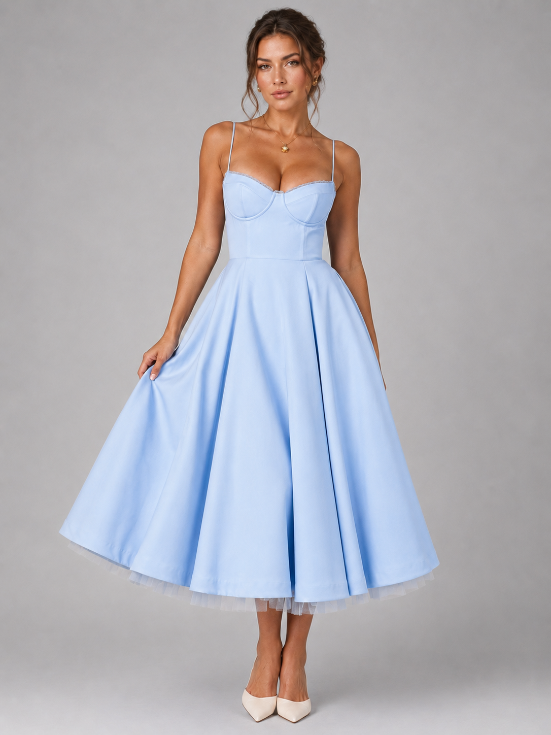 Corset Full Skirt Women's Midi Dress