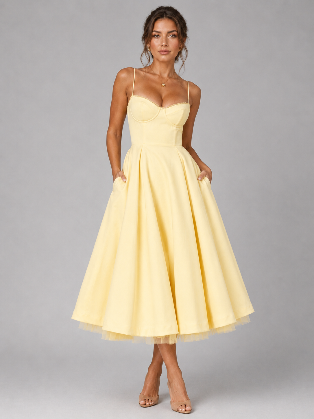 Corset Full Skirt Women's Midi Dress