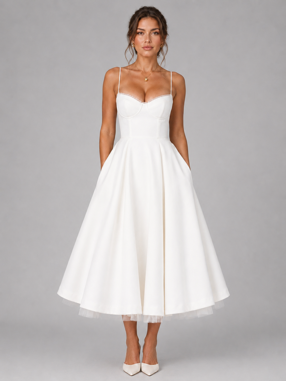 Corset Full Skirt Women's Midi Dress