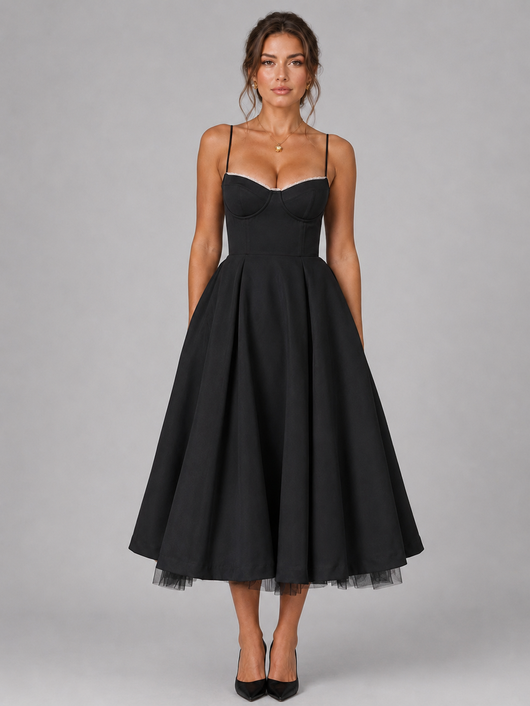 Corset Full Skirt Women's Midi Dress