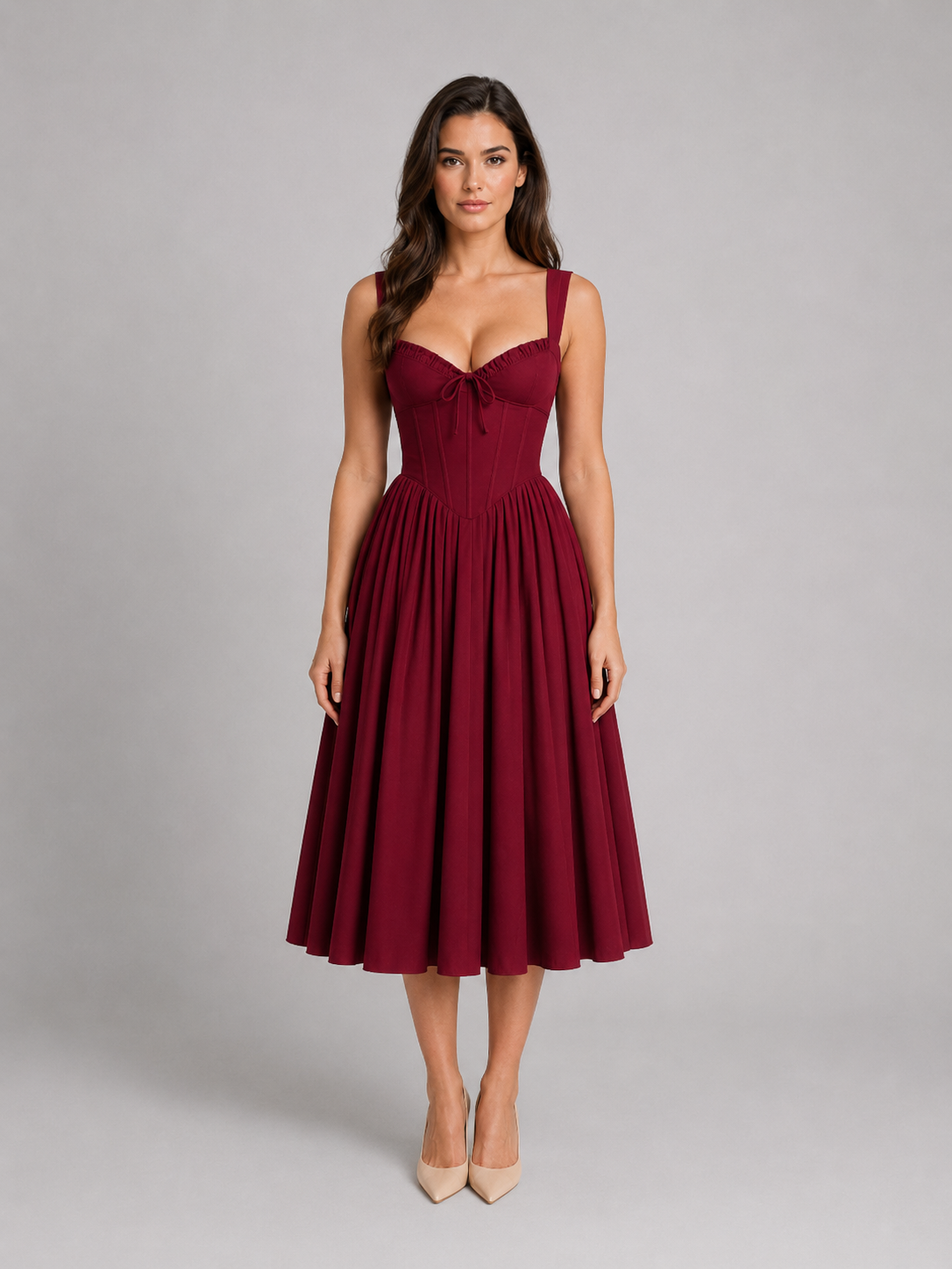 Corset Pleated Women's Midi Dress