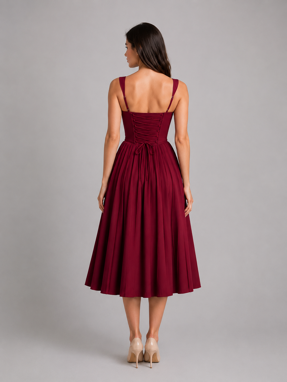 Corset Pleated Women's Midi Dress