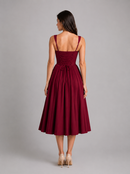 Corset Pleated Women's Midi Dress