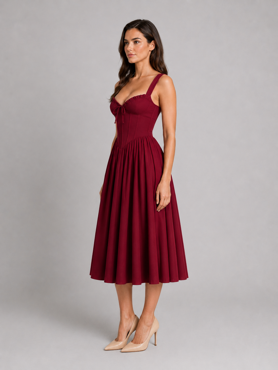 Corset Pleated Women's Midi Dress