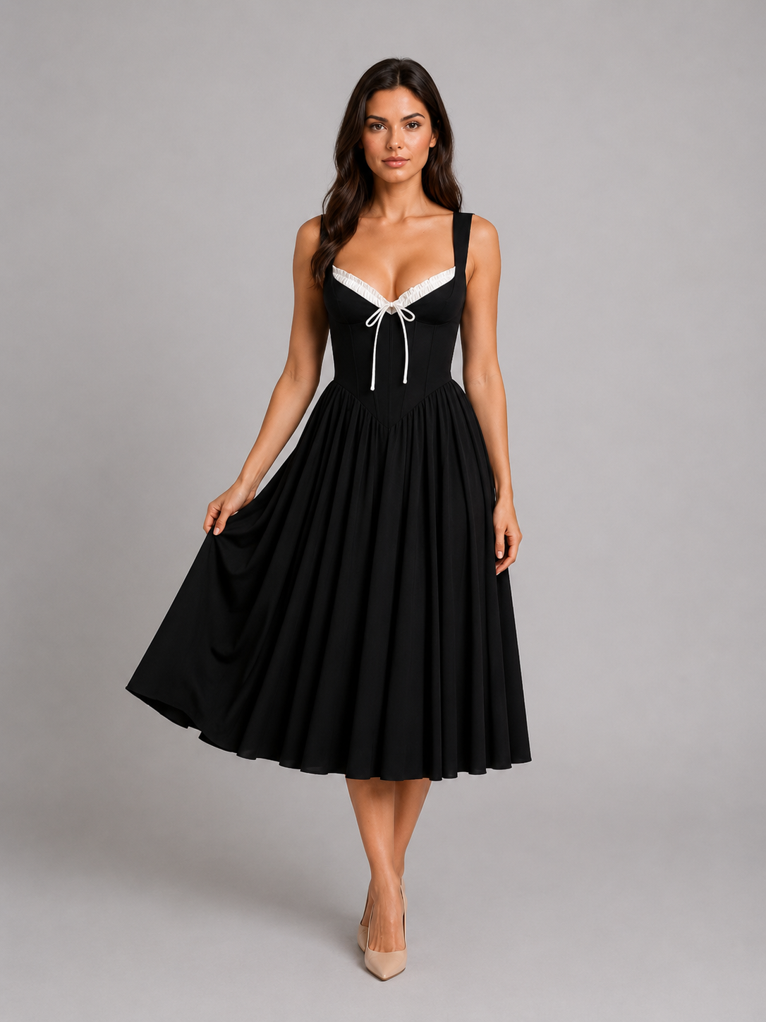 Corset Pleated Women's Midi Dress