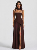 Draped Satin Feel Women's Maxi Dress