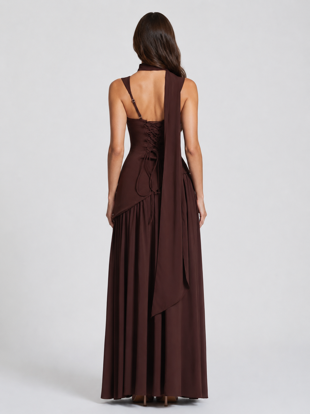 Draped Satin Feel Women's Maxi Dress
