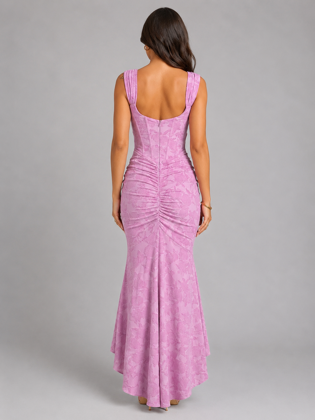 Floral Corset Asymmetrical Hem Women's Maxi Dress