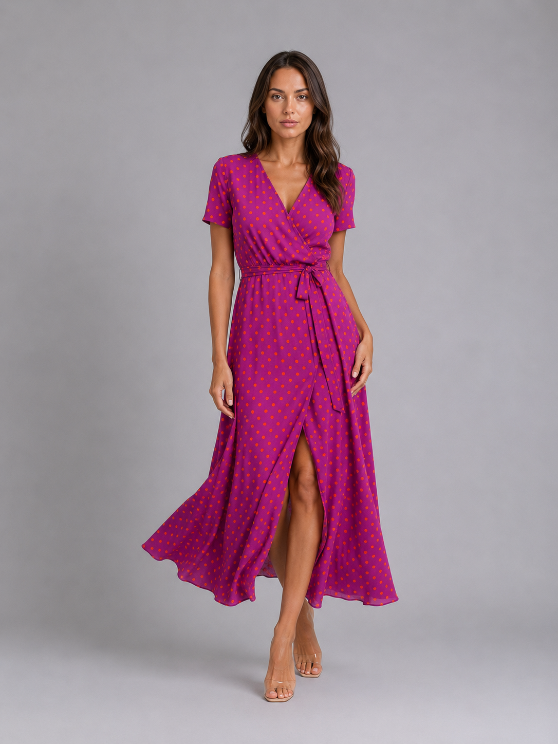 Floral Tie Waist Women's Wrap Midi Dress