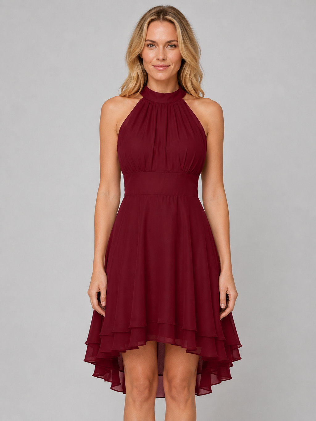 Halter Neck Chiffon Women's Wedding Guest Dress