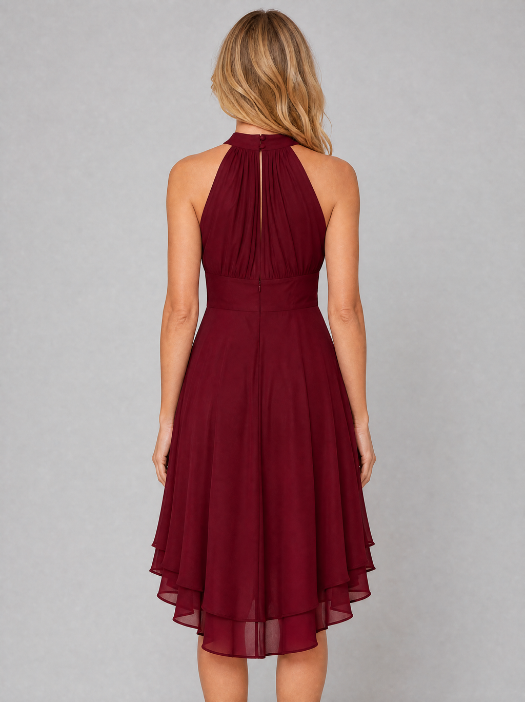 Halter Neck Chiffon Women's Wedding Guest Dress