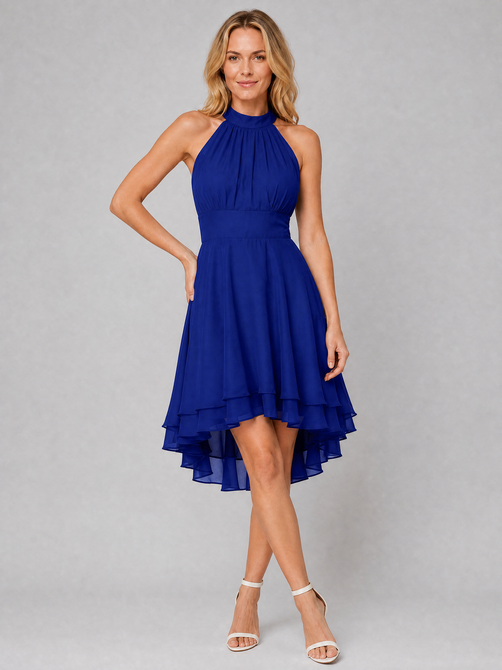 Halter Neck Chiffon Women's Wedding Guest Dress