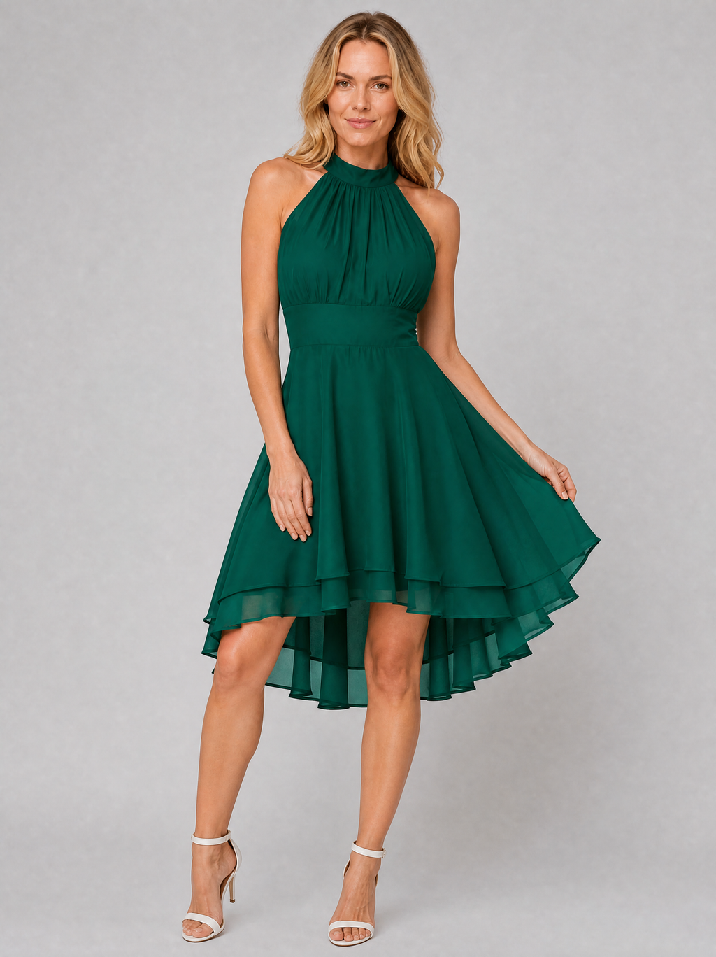 Halter Neck Chiffon Women's Wedding Guest Dress