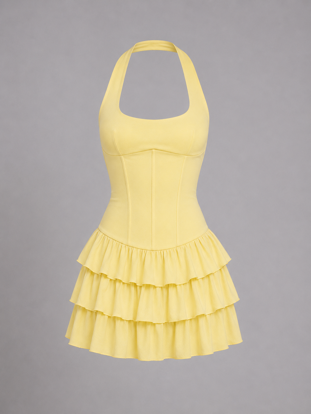 Halter Ruffle Corset Fit Women's Mini Dress