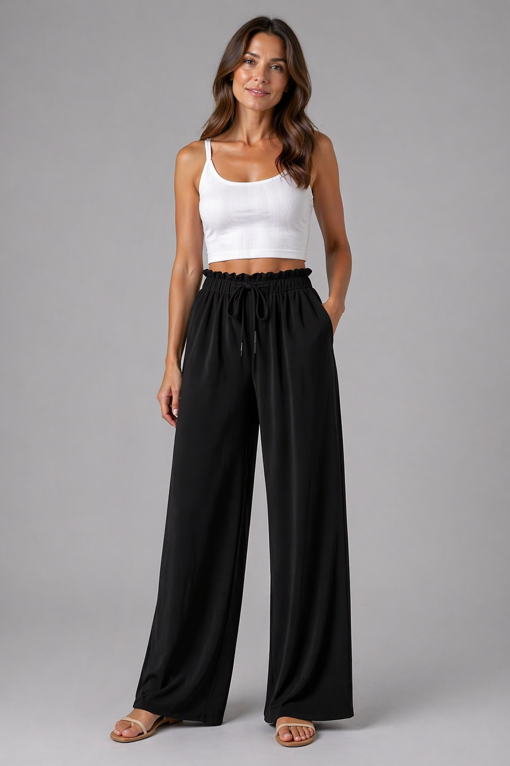 High-Waisted Wide-Leg Relaxed Fit Women's Trousers
