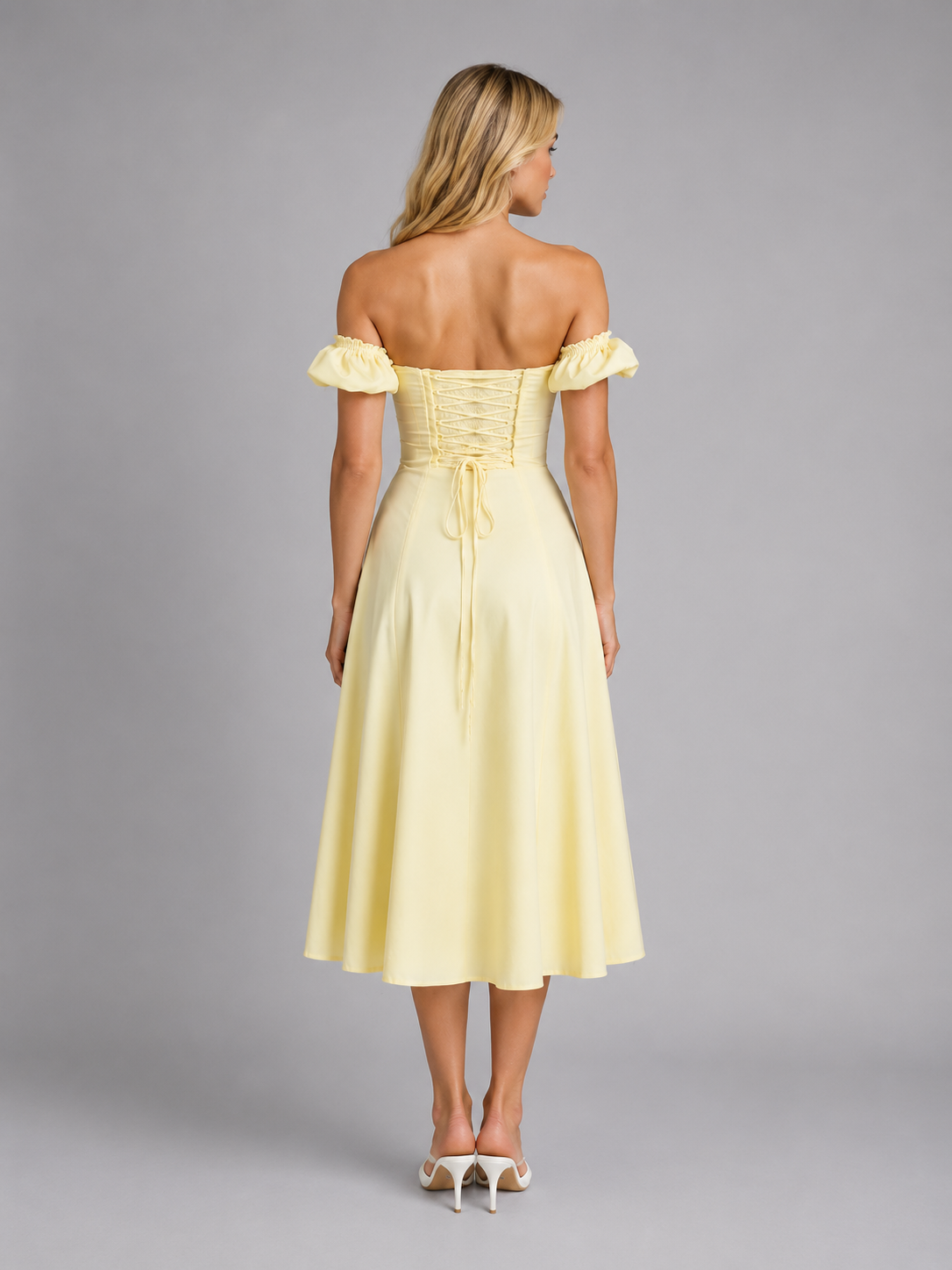 Milkmaid Corset Split Women's Midi Dress