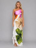 One-Shoulder Floral Women's Maxi Dress