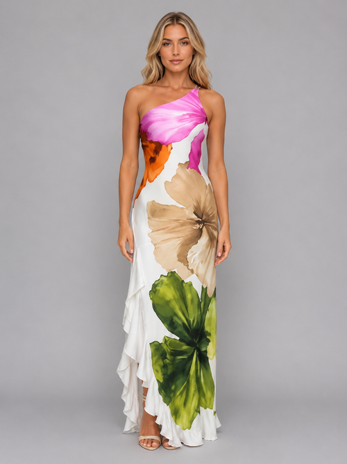 One-Shoulder Floral Women's Maxi Dress