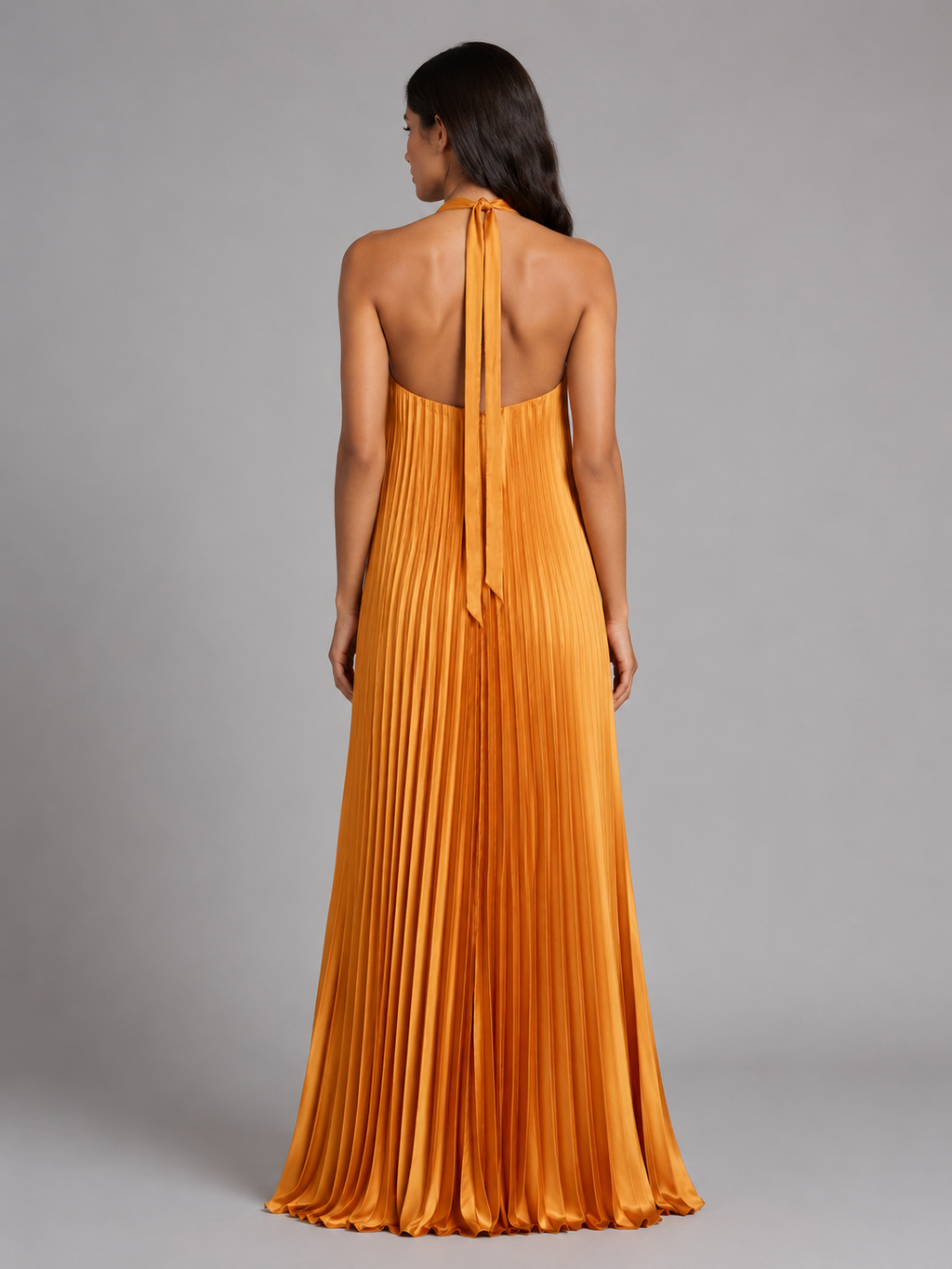 Women's Pleated Halterneck Maxi Dress