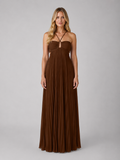 Pleated Halterneck Women's Maxi Dress
