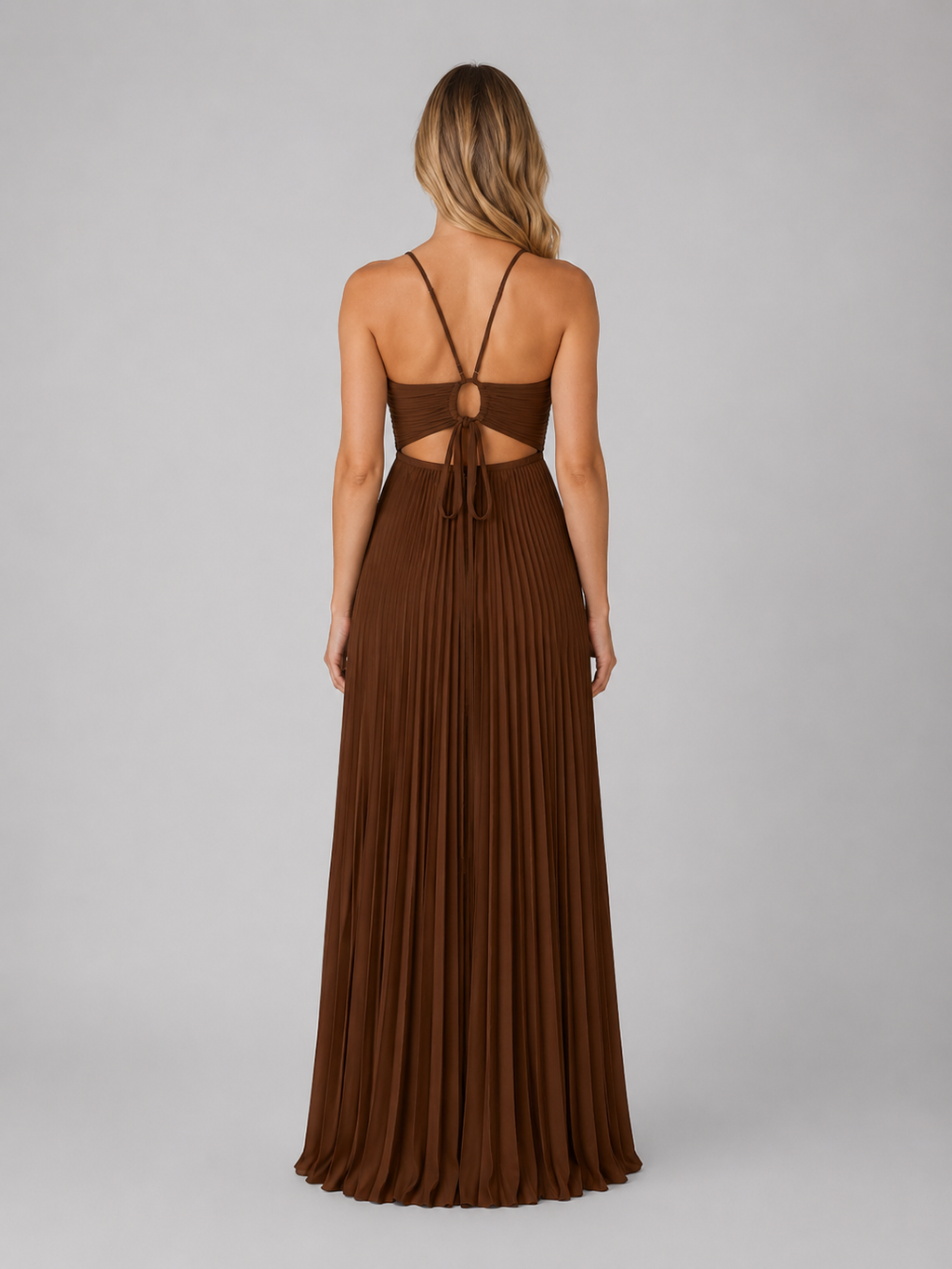 Pleated Halterneck Women's Maxi Dress