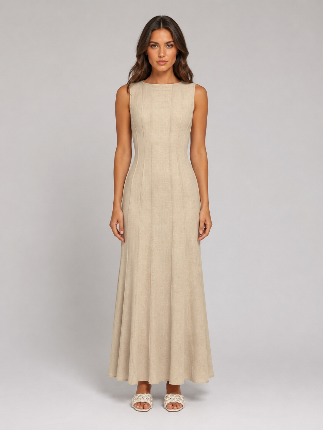 Ruched Sleeveless A-Line Women's Maxi Dress