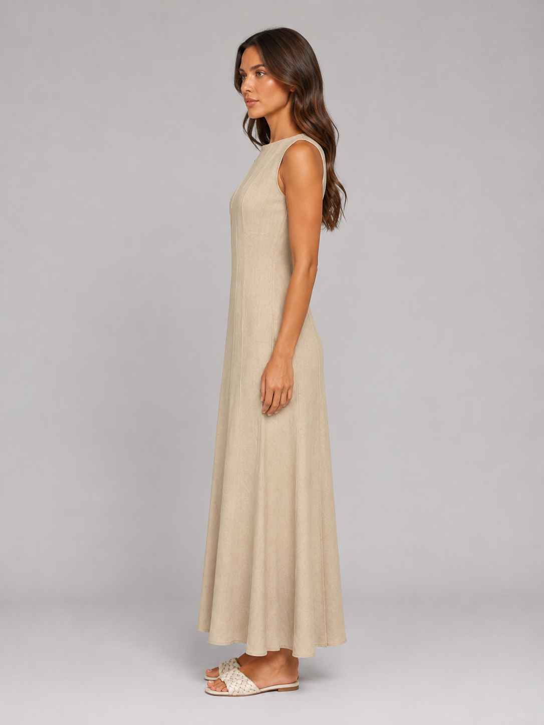 Ruched Sleeveless A-Line Women's Maxi Dress