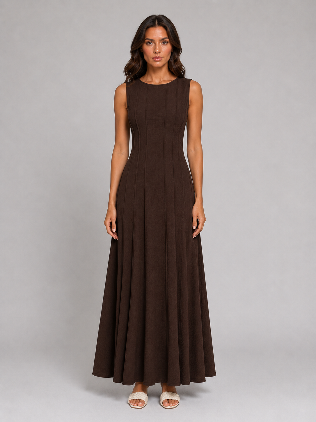 Ruched Sleeveless A-Line Women's Maxi Dress