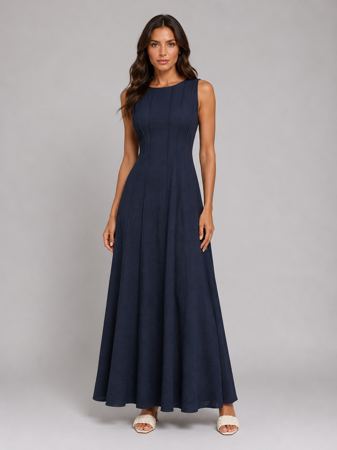 Ruched Sleeveless A-Line Women's Maxi Dress
