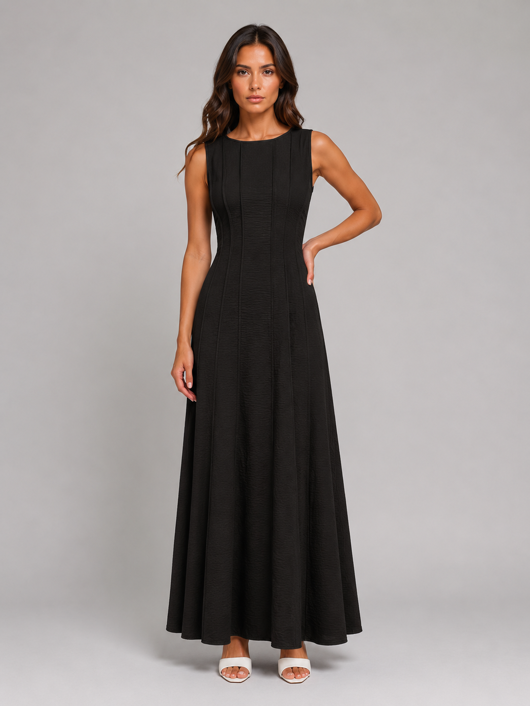 Ruched Sleeveless A-Line Women's Maxi Dress