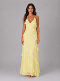 Tiered Ruffle Halter Women's Maxi Dress