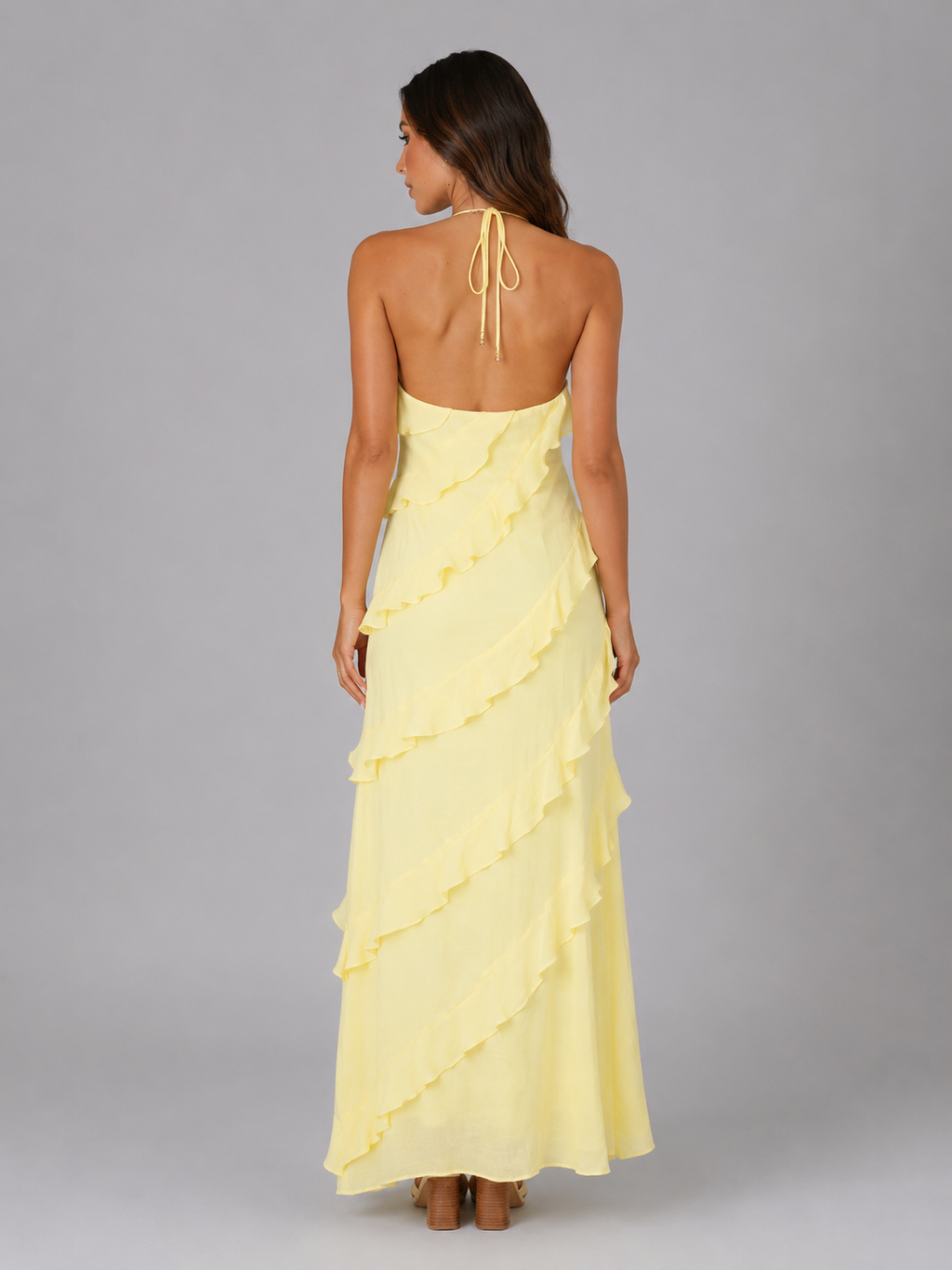 Tiered Ruffle Halter Women's Maxi Dress