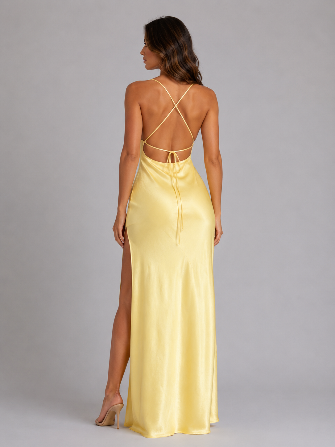 Satin Feel High Split Women's Maxi Dress