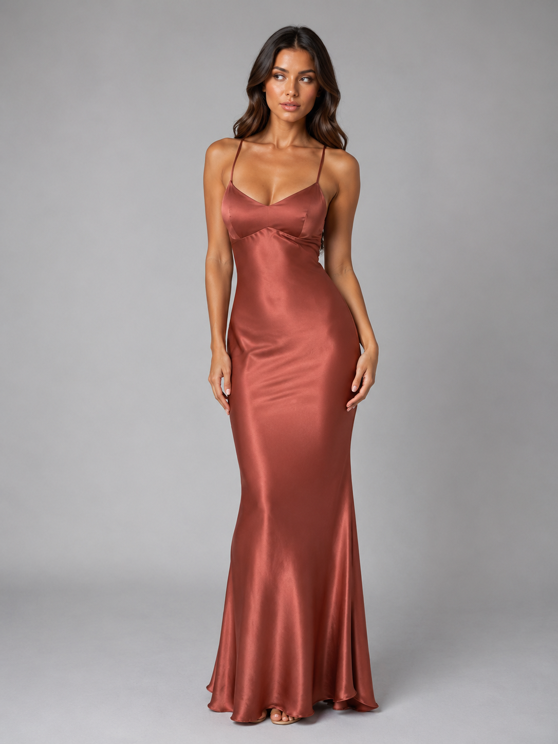Satin Feel Sculpted Fit Women's Maxi Dress