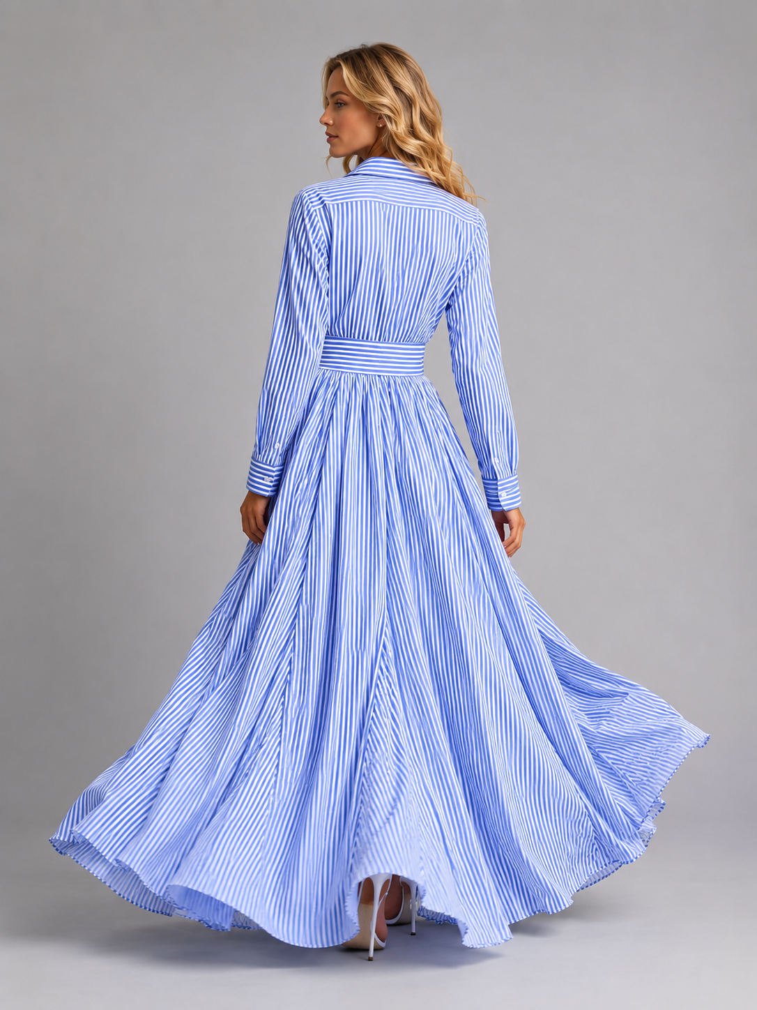Striped Shirt Women's Maxi Dress